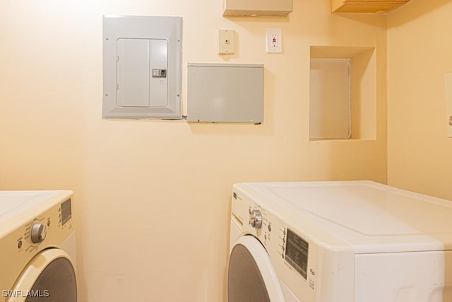 8617 River Homes Ln Unit 3108, Bonita Springs, FL 34135 - laundry room featuring electric panel and washer and dryer