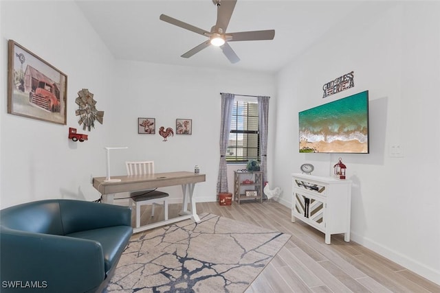 14071 Binghampton Dr, Fort Myers, FL 33905 - office area with light wood finished floors and a ceiling fan