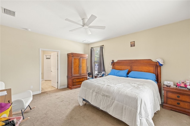 4551 Fort Center Ave, Fort Denaud, FL 33935 - bedroom with ceiling fan, visible vents, baseboards, and light carpet
