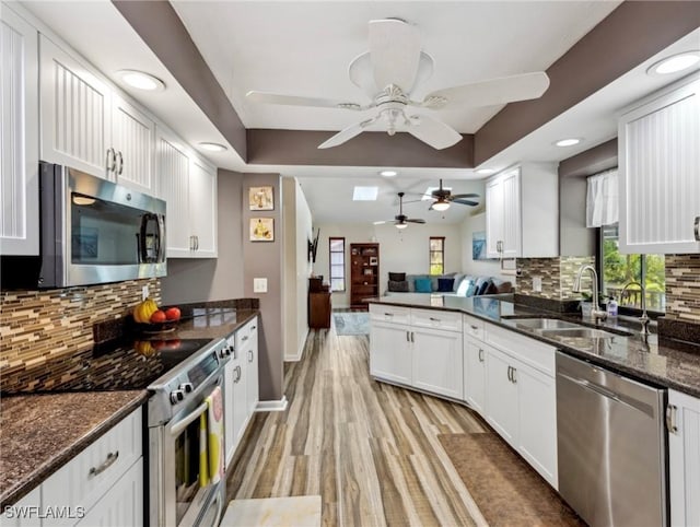 6030 Birnam Wood Ln, Fort Myers, FL 33908 - kitchen with a sink, open floor plan, ceiling fan, appliances with stainless steel finishes, and recessed lighting