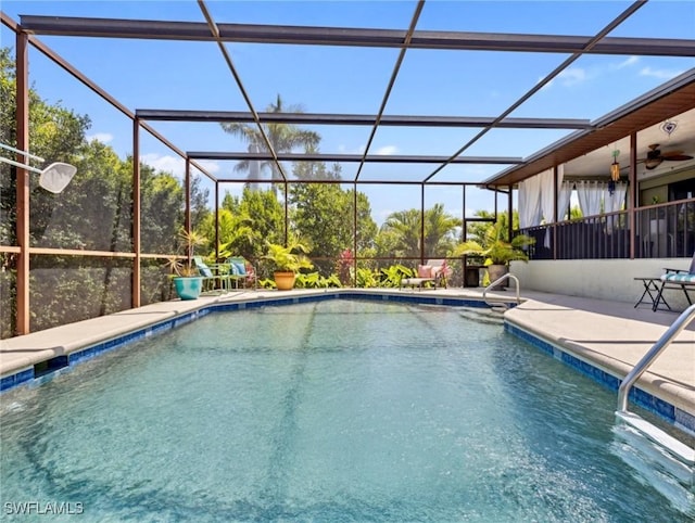 6030 Birnam Wood Ln, Fort Myers, FL 33908 - outdoor pool with glass enclosure and a patio area