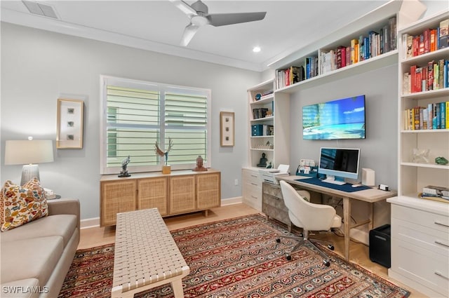 16733 Gilroy St, Bonita Springs, FL 34135 - office space featuring a ceiling fan, baseboards, and light wood finished floors