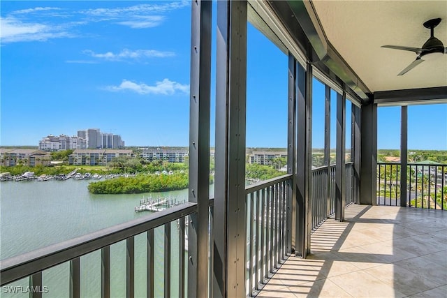 420 Cove Tower Dr Unit 804, Naples, FL 34110 - balcony with a water view and ceiling fan