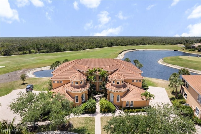 18580 Sandalwood Pointe Unit 101, Fort Myers, FL 33908 - bird's eye view featuring a water view and view of golf course