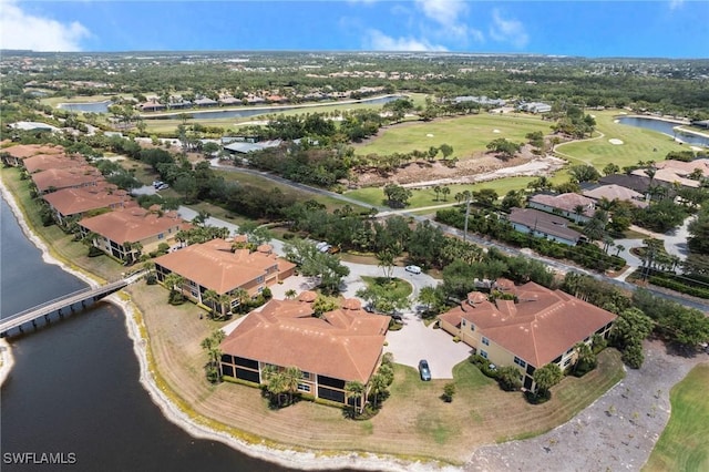 18580 Sandalwood Pointe Unit 101, Fort Myers, FL 33908 - bird's eye view with a residential view, a water view, and golf course view