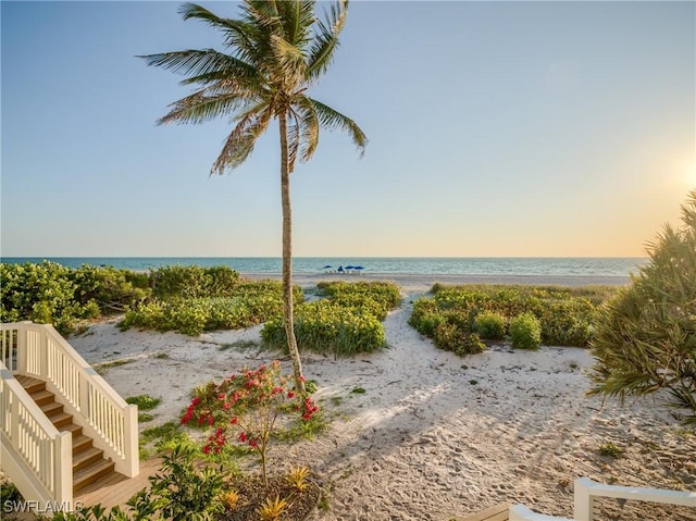 1072 S Seas Plantation Rd, Captiva, FL 33924 - water view featuring nearby beach and stairway