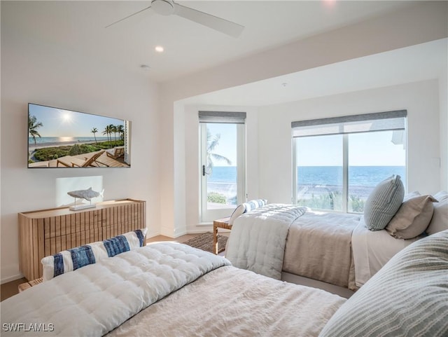 1072 S Seas Plantation Rd, Captiva, FL 33924 - bedroom featuring recessed lighting, a ceiling fan, and wood finished floors