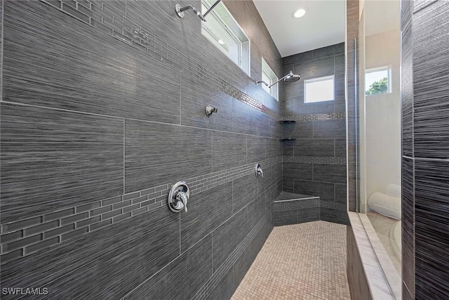 full bathroom with a tile shower