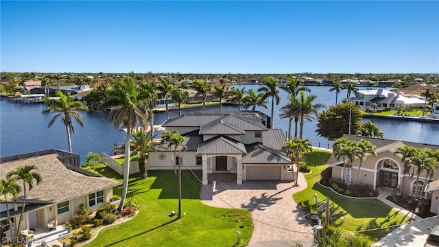 603 SW 53rd Ter, Cape Coral, FL 33914 - birds eye view of property featuring a water view and a residential view