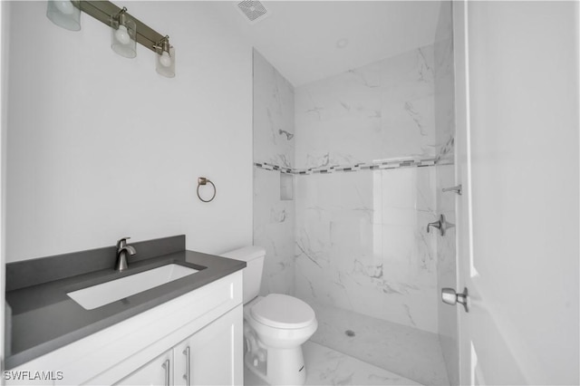 4646 Leonard Blvd S, Lehigh Acres, FL 33973 - bathroom featuring marble finish floors, vanity, toilet, and a marble finish shower
