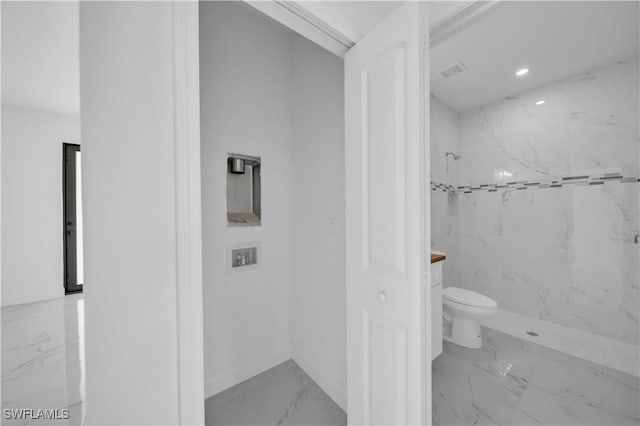 4646 Leonard Blvd S, Lehigh Acres, FL 33973 - full bath with marble finish floors, toilet, a marble finish shower, vanity, and baseboards