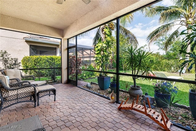 11221 Yellow Poplar Dr, Fort Myers, FL 33913 - sunroom / solarium featuring a ceiling fan