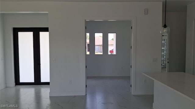 3501 70th St W, Lehigh Acres, FL 33971 - foyer entrance featuring baseboards, french doors, and marble finish floor