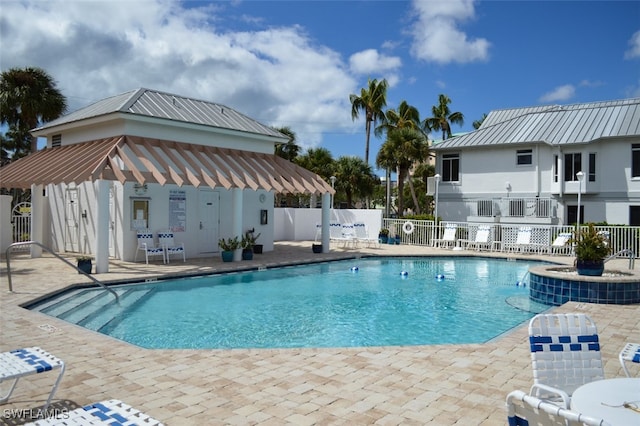 281 Lenell Rd Unit 1 7-A, Fort Myers Beach, FL 33931 - pool featuring a patio area and fence