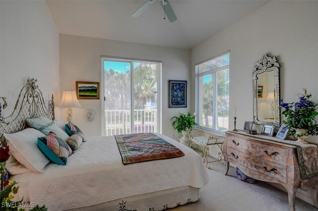 281 Lenell Rd Unit 1 7-A, Fort Myers Beach, FL 33931 - bedroom featuring ceiling fan, access to exterior, and carpet floors