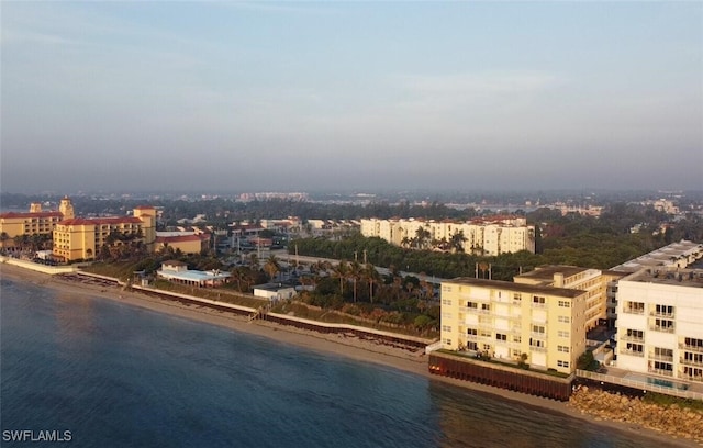 exterior space with a water view