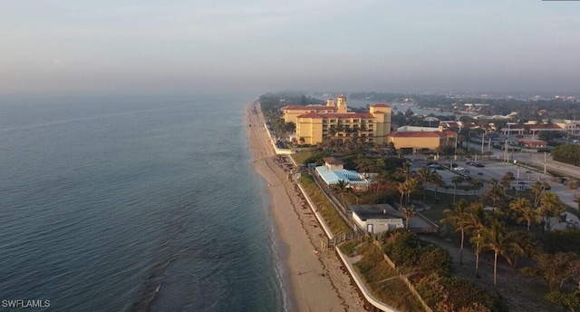 aerial view featuring a beach view and a water view