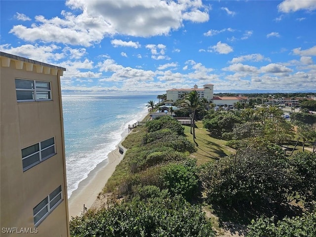 property view of water featuring a view of the beach