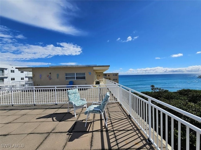 exterior space featuring a water view