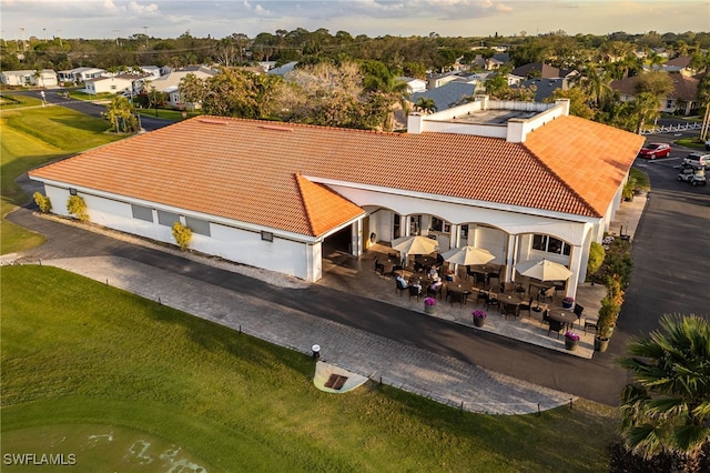 drone / aerial view with a residential view