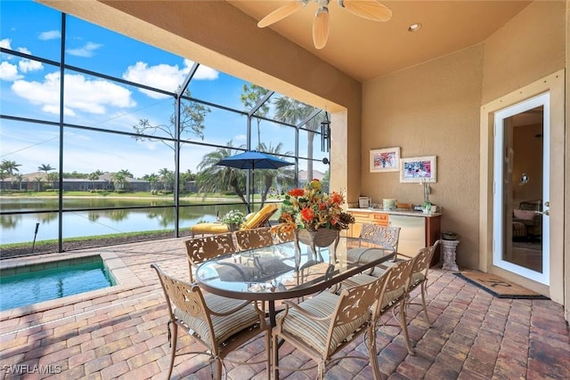 8993 Crooked Stick Ct, Naples, FL 34113 - sunroom featuring a water view