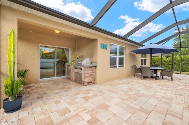 618 SW 18th St, Cape Coral, FL 33991 - view of patio / terrace with outdoor dining space, area for grilling, and glass enclosure