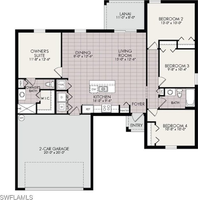 1318 NW 14th Pl, Cape Coral, FL 33993 - floor plan / room layout
