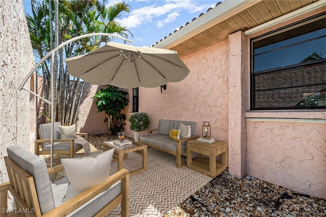 view of patio with an outdoor living space