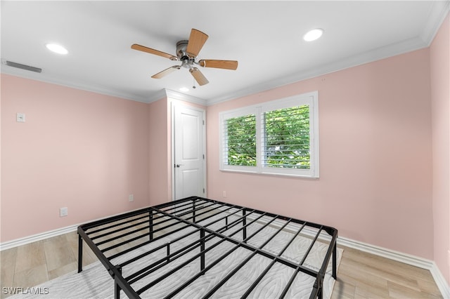 1135 7th St S, Naples, FL 34102 - spare room with recessed lighting, light wood-type flooring, ornamental molding, and ceiling fan
