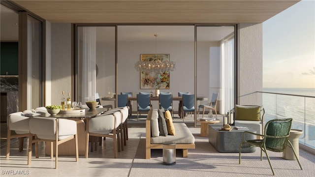 common area featuring a water view