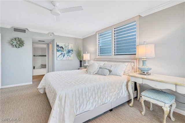 2400 Gulf Shore Blvd N Unit 203, Naples, FL 34103 - bedroom with crown molding, carpet floors, baseboards, and a ceiling fan