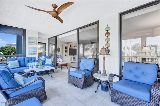 2400 Gulf Shore Blvd N Unit 203, Naples, FL 34103 - view of patio / terrace with outdoor lounge area and ceiling fan