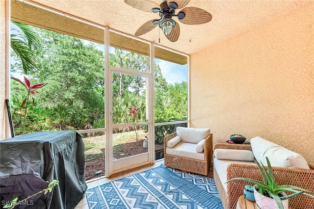 20310 Estero Gardens Cir Unit 102, Estero, FL 33928 - sunroom / solarium featuring a ceiling fan