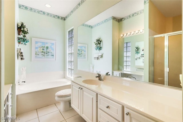 2783 Island Pond Ln, Naples, FL 34119 - full bath featuring tile patterned floors, a garden tub, a wealth of natural light, and a stall shower