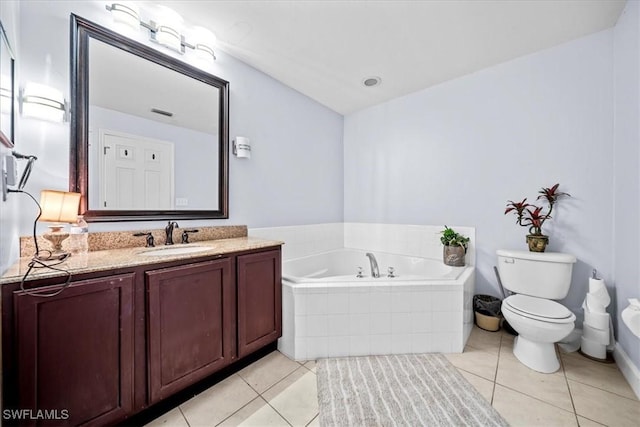 167 Pembroke St, Lehigh Acres, FL 33974 - full bathroom with tile patterned flooring, a bath, toilet, and vanity