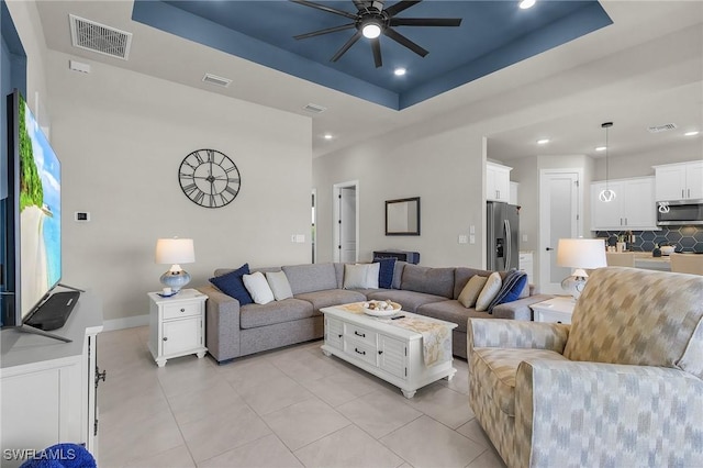 137 SE 23rd Ter, Cape Coral, FL 33990 - living area featuring recessed lighting, visible vents, and a ceiling fan