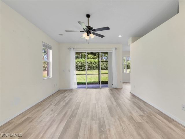 20298 Larino Loop, Estero, FL 33928 - empty room with light wood-style floors, ceiling fan, baseboards, and recessed lighting