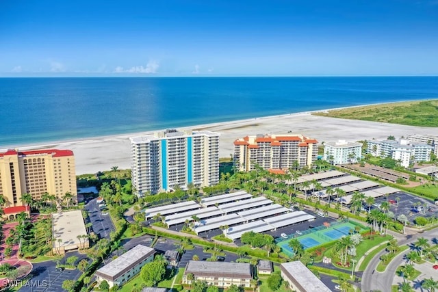 140 Seaview Ct Unit 103N, Marco Island, FL 34145 - birds eye view of property featuring a water view and a beach view