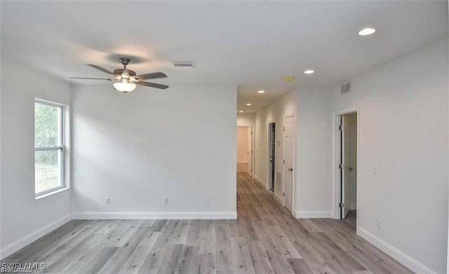 4637 Elvas Ave S, Fort Myers, FL 33905 - empty room featuring a ceiling fan, light wood finished floors, baseboards, and recessed lighting