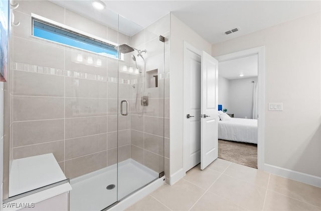 20250 Napa Loop, Estero, FL 33928 - full bathroom with baseboards, visible vents, connected bathroom, and a stall shower