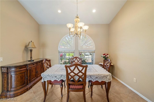 2817 La Mancha Ct, Punta Gorda, FL 33950 - dining area with a chandelier, light tile patterned flooring, and recessed lighting