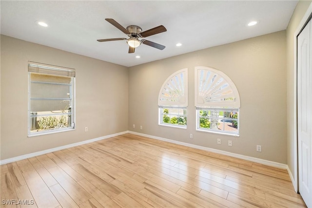 2817 La Mancha Ct, Punta Gorda, FL 33950 - spare room with plenty of natural light, a ceiling fan, light wood finished floors, and recessed lighting
