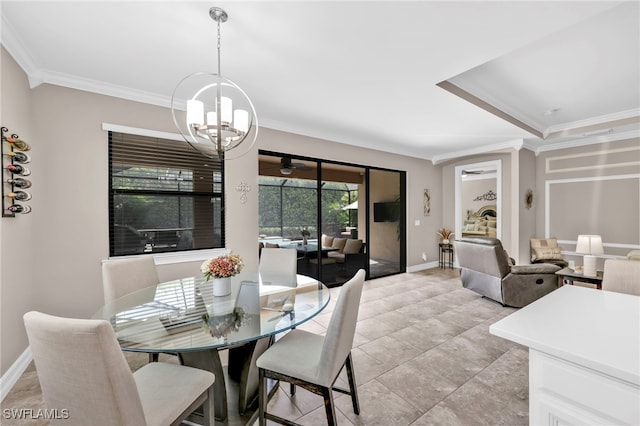 14482 Tuscany Pointe Trl, Naples, FL 34120 - dining space with crown molding and a chandelier