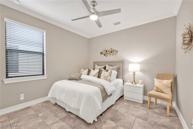14482 Tuscany Pointe Trl, Naples, FL 34120 - bedroom featuring ornamental molding and a ceiling fan
