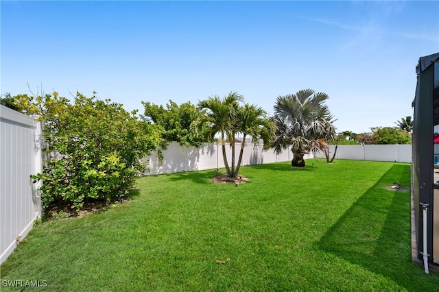 view of yard with a water view