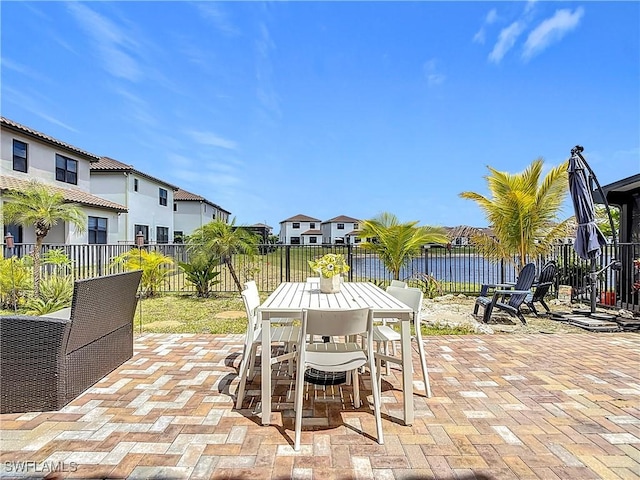 view of patio / terrace featuring a fenced backyard and outdoor dining area