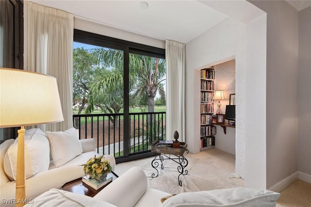view of carpeted living area