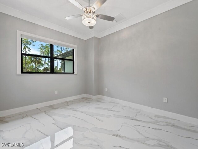 2538 4th Ave NE, Naples, FL 34120 - unfurnished room with marble finish floor, ceiling fan, and baseboards