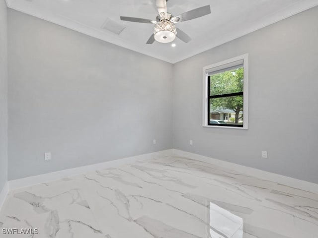 2538 4th Ave NE, Naples, FL 34120 - unfurnished room featuring baseboards, recessed lighting, a ceiling fan, and marble finish floor