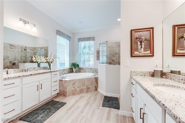 15951 Talon Ter, Punta Gorda, FL 33982 - full bathroom with a sink, a walk in shower, a garden tub, and two vanities
